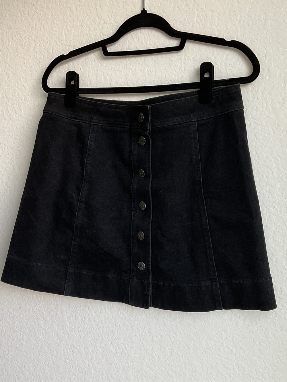 Madewell Black Button-Front Mini Skirt | 10